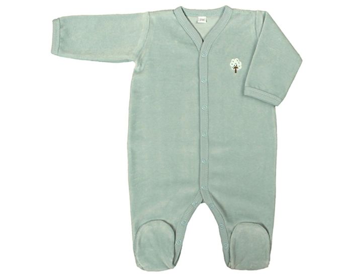 EVEIL ET NATURE Pyjama Velours Coton Bio - Aqua 12 mois
