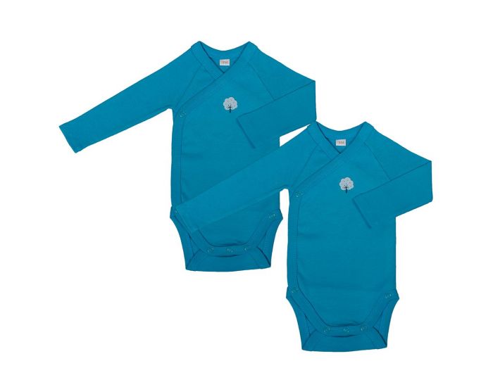 EVEIL ET NATURE Lot de 2 Bodys Manches Longues Coton Bio - Lagon