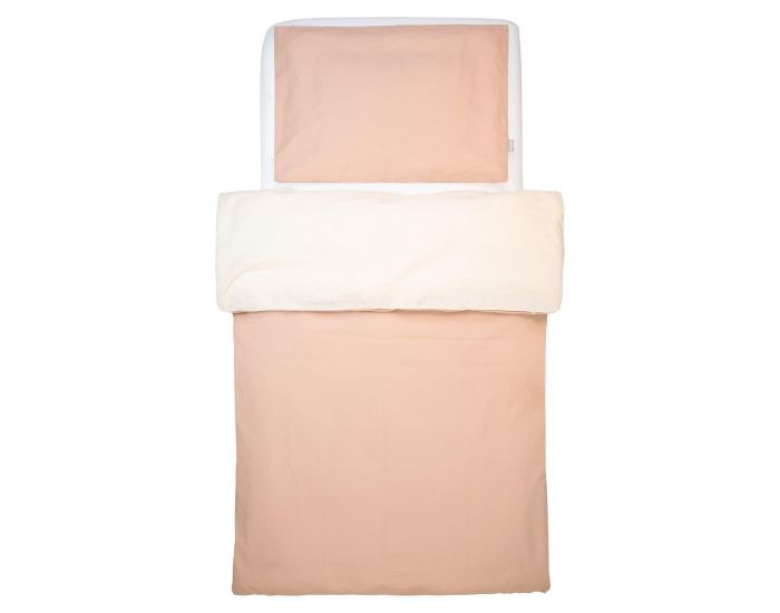 SEVIRA KIDS Parure de Lit b�b� r�versible - Housse de Couette et Taie d'Oreiller en Lin Lav� - P�che
