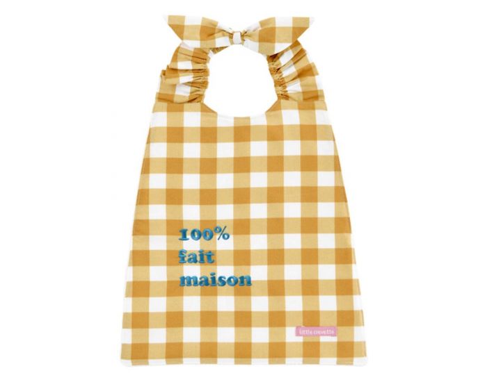LITTLE CREVETTE Bavoir Elastique Vichy - Ocre - Fait-Maison