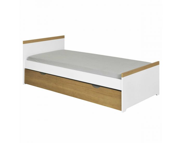 AKITEN RETAIL Pack Lit Enfant - avec Sommier Gigogne - Nais Blanc