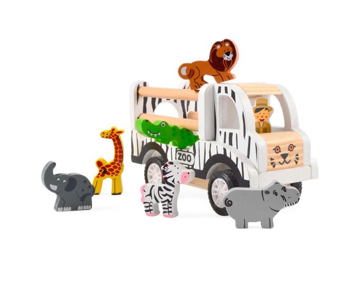 MAGNI Jouet en Bois, Camion Zoo et Animaux - Safari - D�s 3 Ans
