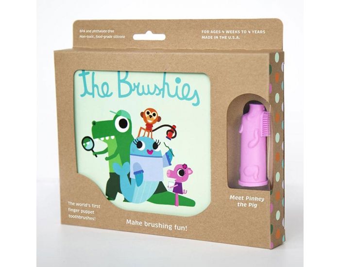 THE BRUSHIES Coffret Livre et Brossette - Rose le Cochon 