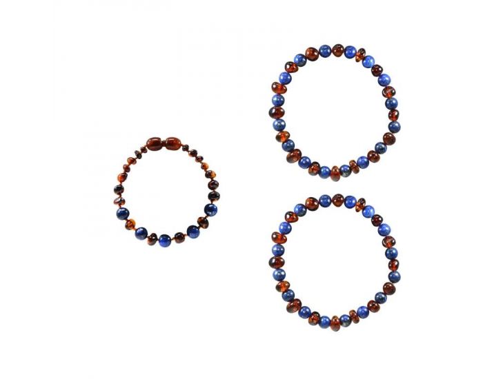 IRREVERSIBLE Box Bracelet Bb + 2 Bracelets Adulte - Ambre et Pierres Naturelles