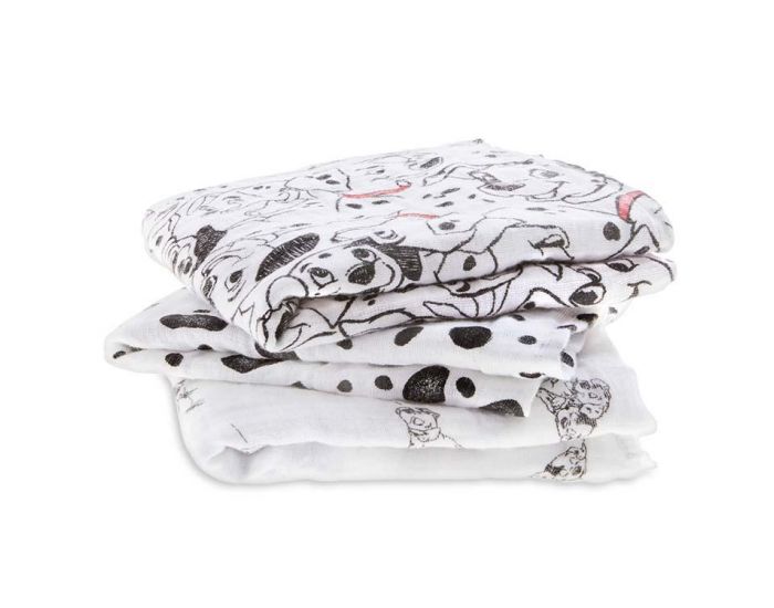 ADEN + ANAIS Lot de 3 petits Langes en mousseline de coton 101 DALMATIENS