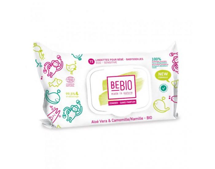 BEBIO Lingettes pour B�b� - Sans Parfum - Camomille & Aloe Vera Bio