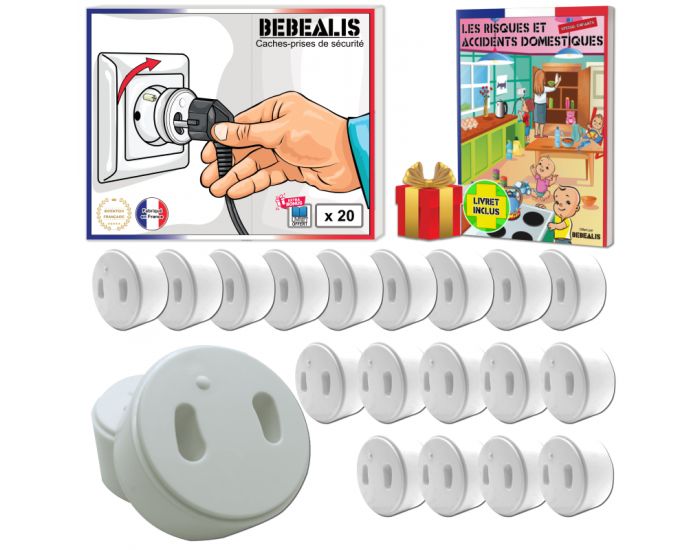 BEBEALIS Pack de 20 Caches Prises B�b� Fran�ais Amovible 