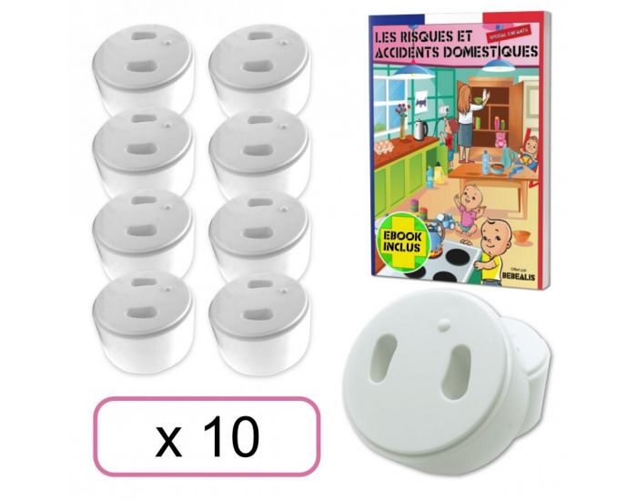 BEBEALIS Pack de 10 Cache Prise B�b� Fran�ais Amovible