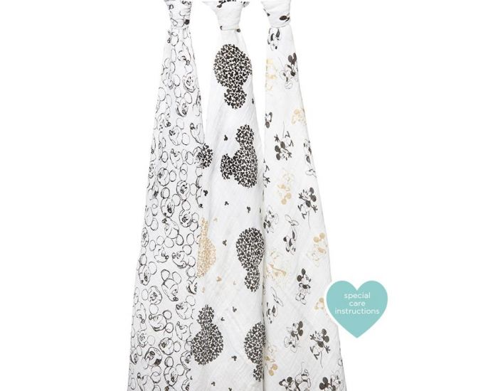 ADEN + ANAIS Coffret 3 Maxi langes mousseline METALLIC GOLD DECO aden + anais