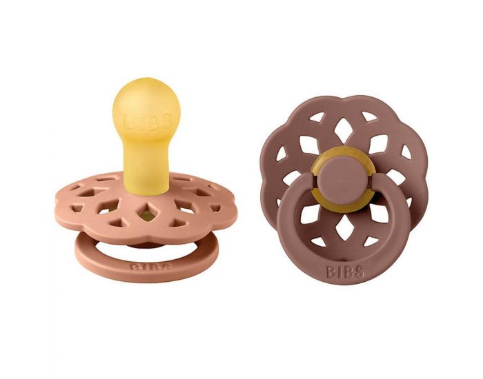 BIBS Lot de 2 Sucettes Caoutchouc - T�tines Rondes - Boh�me - P�che - Marmotte - Taille 1