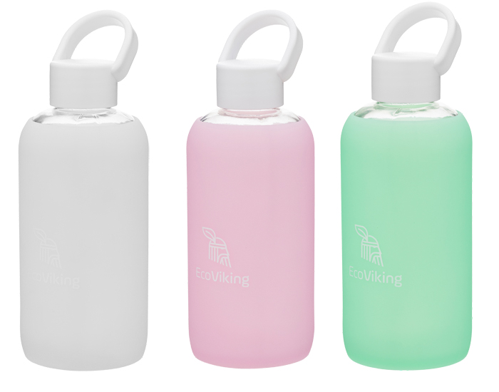 ECOVIKING Gourde en Verre et Housse en Silicone - 420 ml