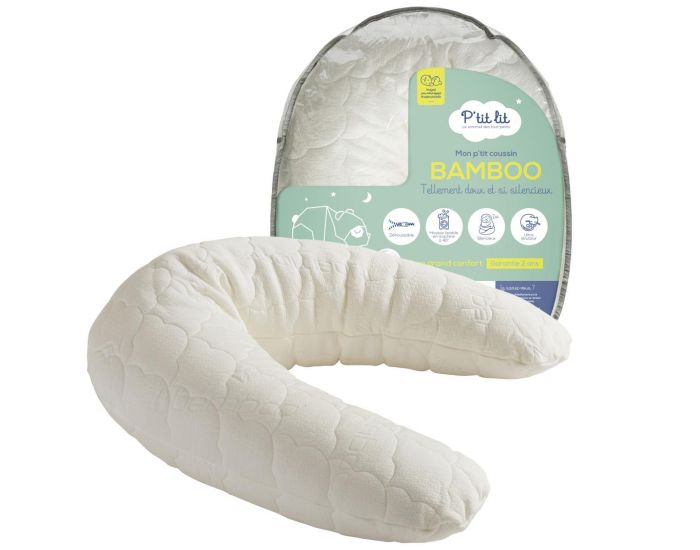 P'TIT LIT Coussin de Grossesse et d'Allaitement Bamboo - D�houssable - Ecru