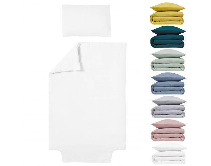 LE LIT DE MON B�B� Parure de Couette B�b� en Gaze de Coton Housse de Couette + Taie - Blanc