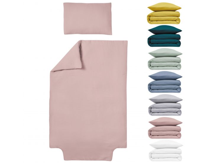 LE LIT DE MON B�B� Parure de Couette B�b� en Gaze de Coton Housse de Couette + Taie - Vieux Rose 80x120 cm - 35x40 cm
