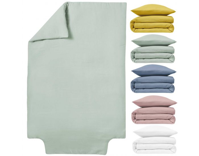 LE LIT DE MON BB Housse de Couette Bb Double Gaze de Coton - Vert Emeraude 100x140 cm