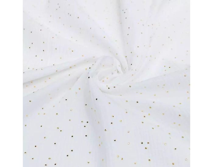 CRAFT LOOM Tissu Double Gaze de Coton - Tailles au M�tre - Pois Or Glitter 
