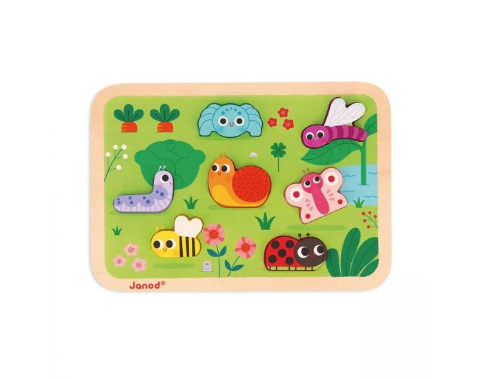 JANOD Chunky Puzzle en Bois - Jardin - Ds 18 mois 