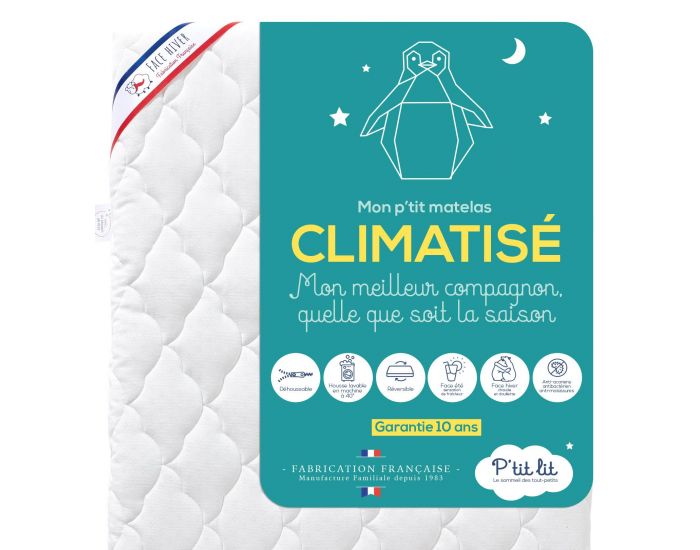 P'TIT LIT Matelas B�b� Climatis� - R�versible et D�houssable - 10 cm