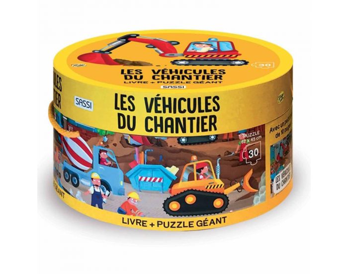 SASSI JUNIOR Puzzle & Livre - Les V�hicules du Chantier - D�s 3 ans 