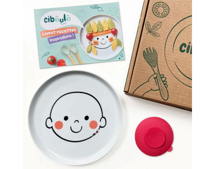 CIBOULO Box Assiette Porcelaine - Bonhomme + Ventouse + Livret d'Inspirations 