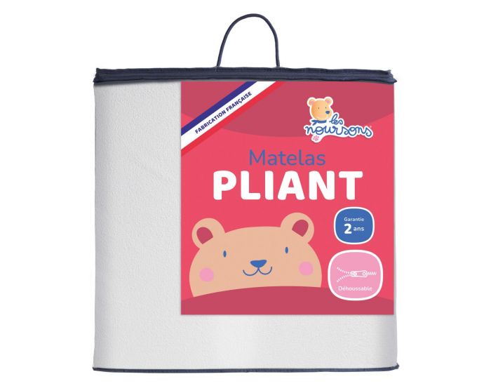 LES NOURSONS Matelas B�b� de Voyage - Pliant et D�houssable - 60x120cm - 4 cm