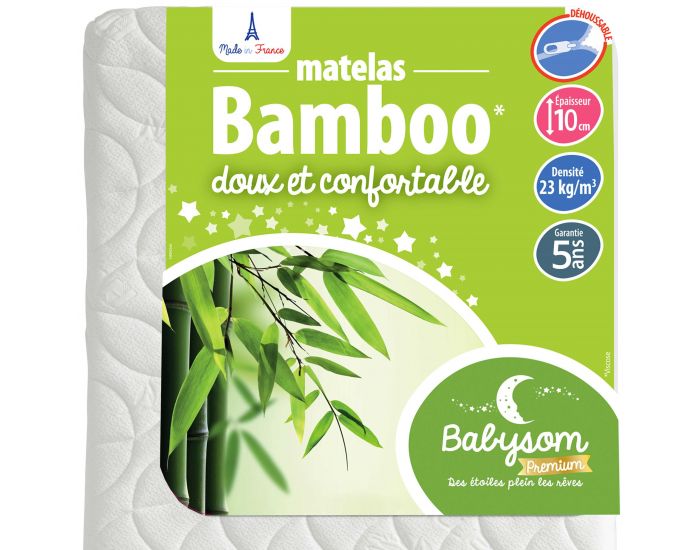 BABYSOM Matelas B�b� Bamboo - R�versible et D�houssable - 10 cm