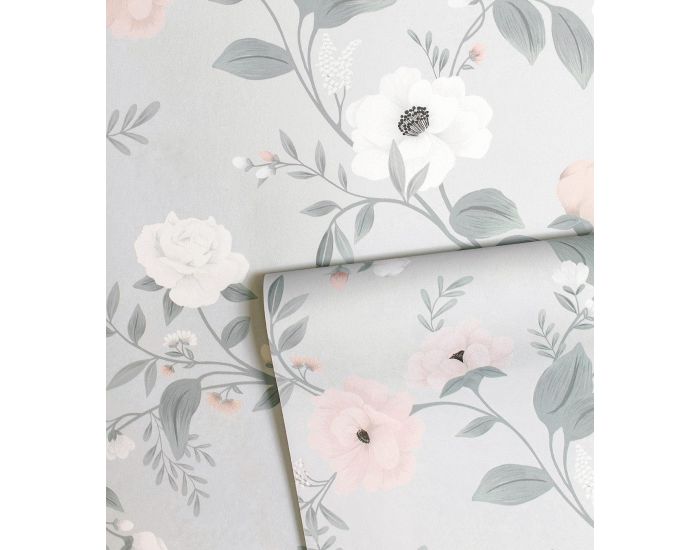 LILIPINSO Papier Peint - Grace - Rosier - Gris  Rouleau 10 m