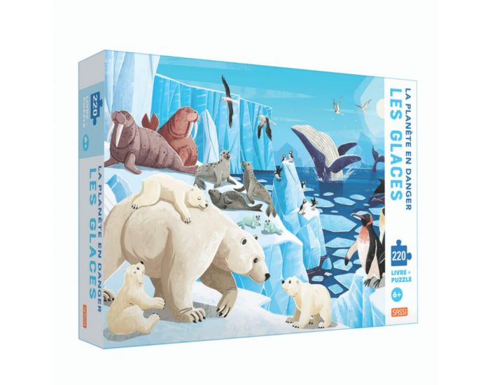 SASSI JUNIOR Puzzle & Livre - La Plan�te en Danger, Les Glaces - D�s 6 ans 