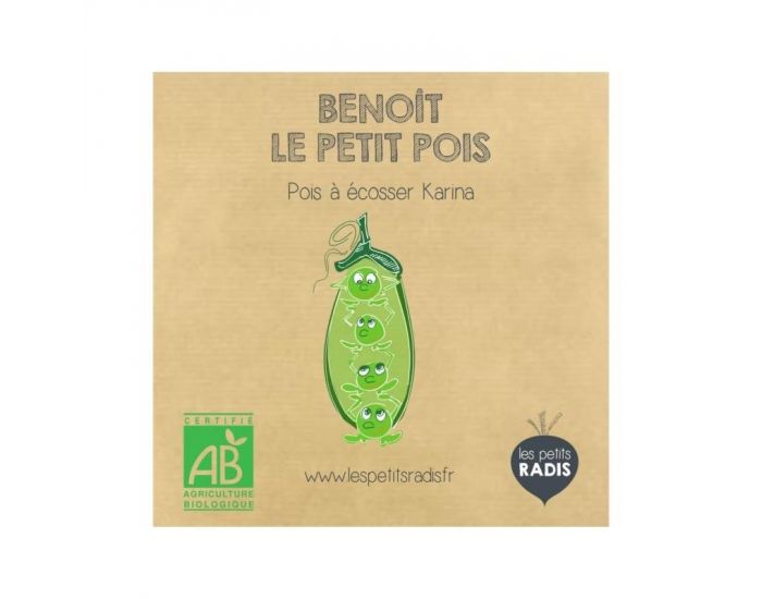 LES PETITS RADIS Mini Kit de Graines Bio - Beno�t le Petit Pois - D�s 3 ans 
