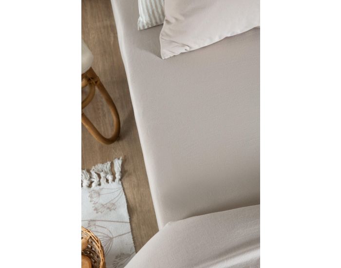 KADOLIS Drap Housse Enfant - Satin de Coton Bio Lav� - Lit 1 Personne - Lin 90 x 190 cm