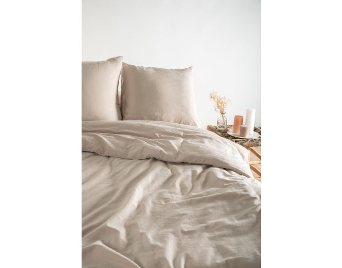 KADOLIS Housse de Couette Adulte - Satin de Coton Bio Lav� - Lin