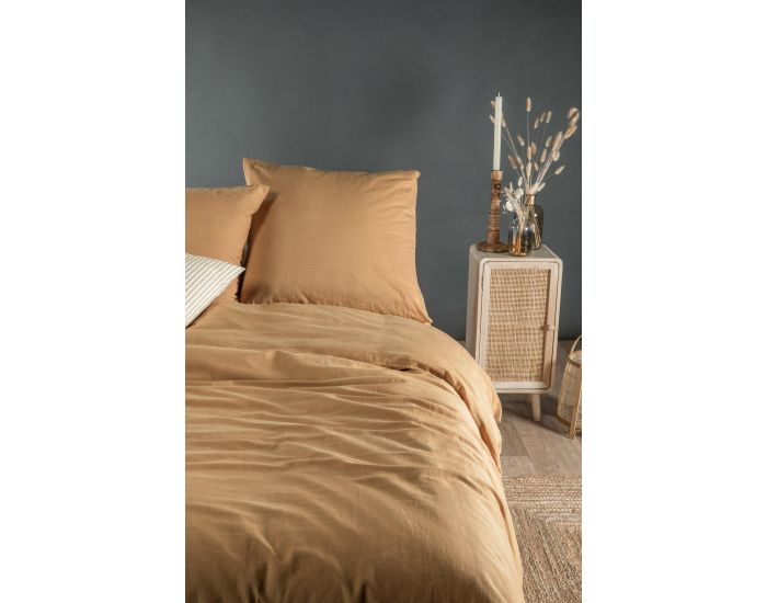 KADOLIS Housse de Couette Adulte - Satin de Coton Bio Lav� -  Ambre