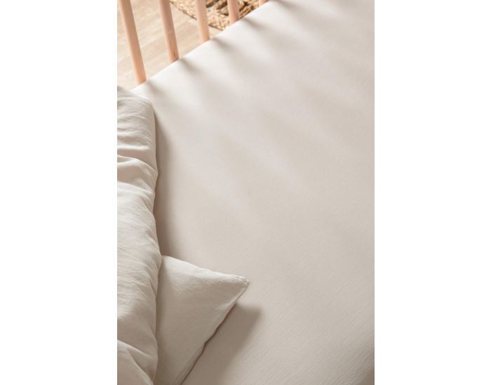 KADOLIS Drap Housse B�b� - Satin de Coton Bio Lav� - Lin