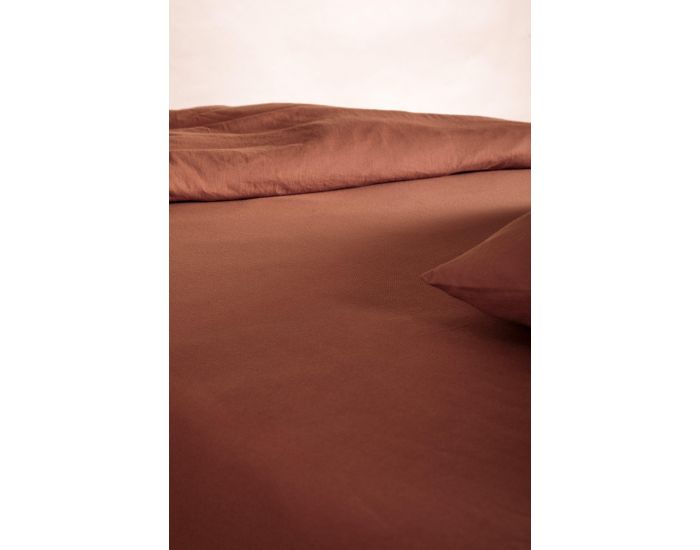 KADOLIS Drap Housse Adulte - Coton Bio - 80 Fils - Terracotta