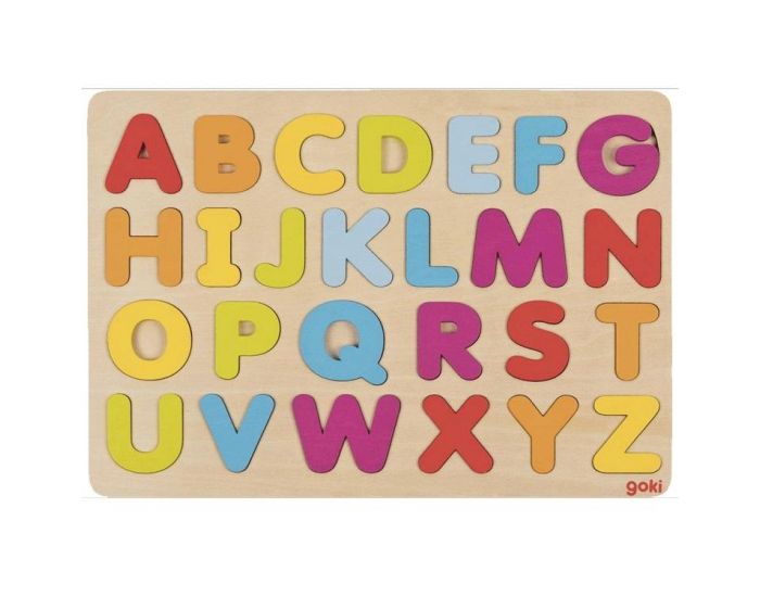 GOKI Puzzle d'encastrement Alphabet majuscules A-Z - Dès 3 ans Uni