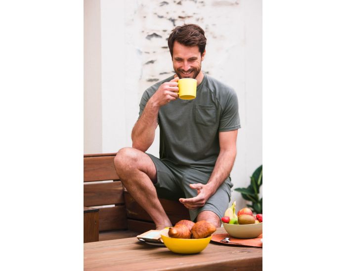 KADOLIS Haut de Pyjama -  Homme  - en Coton Bio et TENCEL -  Sonora -  Gris
