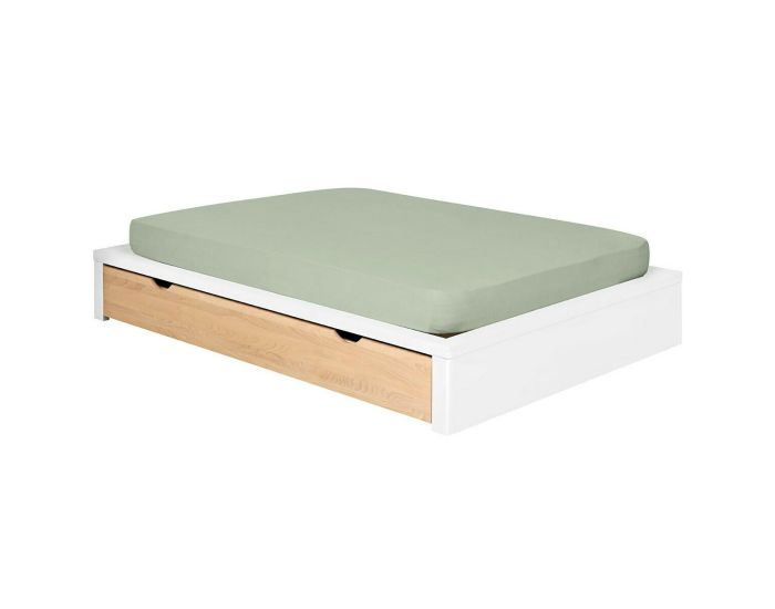 AKITEN RETAIL Pack Lit avec Tiroir et Matelas - Gaston - Blanc et Htre