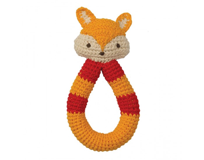 HOPPA Hochet en Crochet Renard  rouge/orange