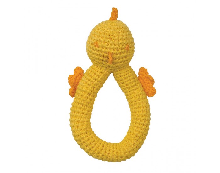 HOPPA Hochet en Crochet Oiseau jaune