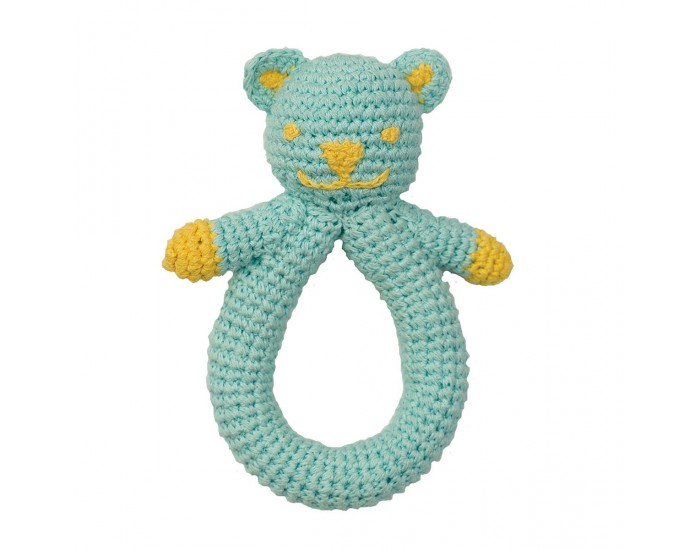 HOPPA Hochet en Crochet Ours bleu