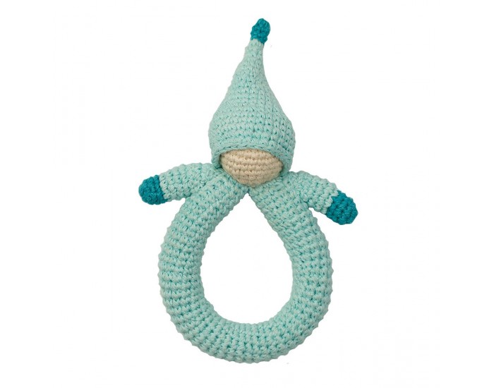 HOPPA Hochet en Crochet Poupe bleue