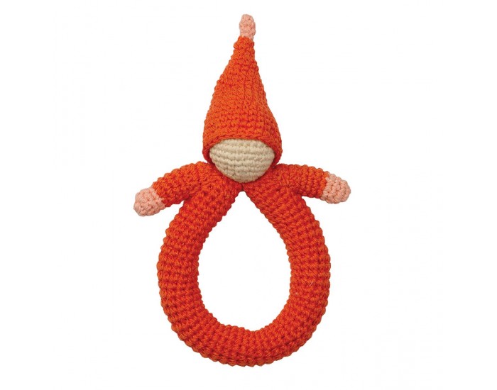 HOPPA Hochet en Crochet Poupe rose