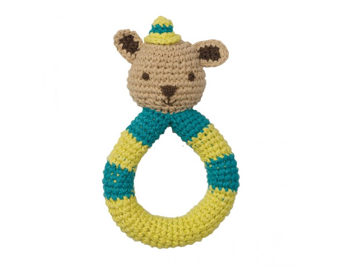 HOPPA Hochet en Crochet cureuil bleu/vert