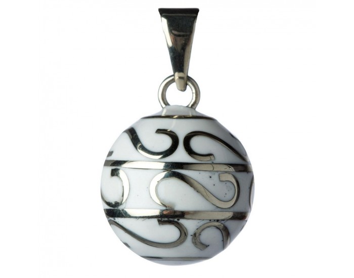 BABYLONIA Bola - Bijou de Grossesse Blanc volutes argentes