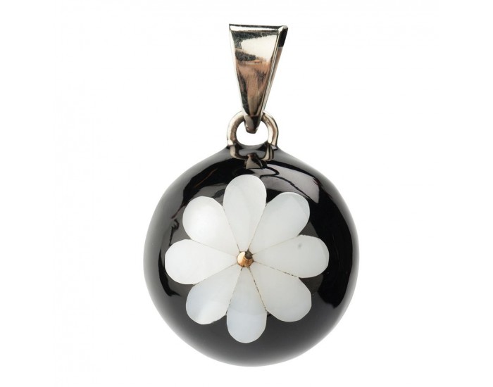 BABYLONIA Bola - Bijou de Grossesse Fleur blanche enfonce en noir