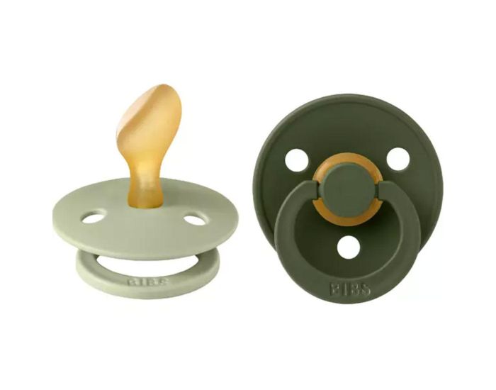 BIBS Lot de 2 Sucettes Caoutchouc - T�tines Anatomique - Naturel Colour - Sauge Kaki - Taille 2