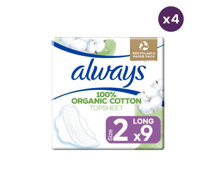ALWAYS 4 x 9 Serviettes Hygi�niques Cotton Protection - Long