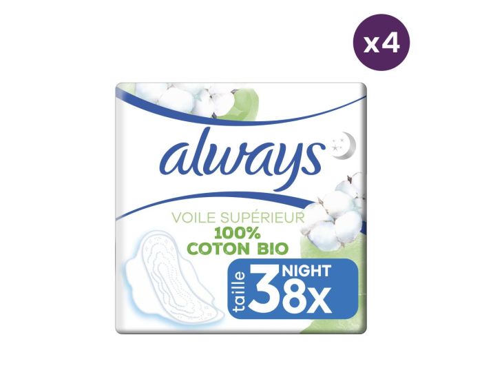 ALWAYS 4 x 8 Serviettes Hygi�niques Cotton Protection - Night