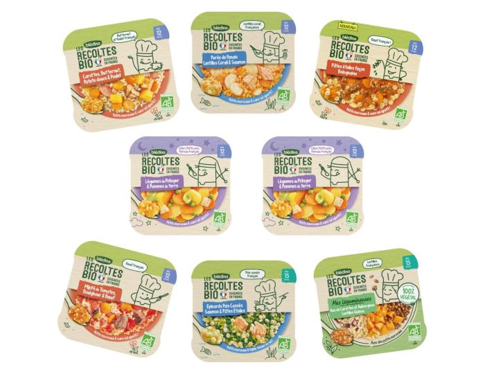 BLEDINA Les Rcoltes Bio - x8 Midi/Soir - Ds 12 mois