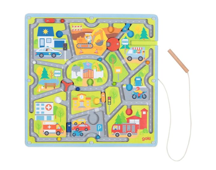 GOKI Labyrinthe Magn�tique Petite Ville - D�s 3 ans